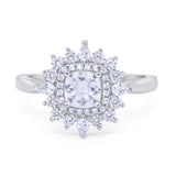 Cushion Cut Halo Engagement Bridal Ring Pear Round Cubic Zirconia 925 Sterling Silver