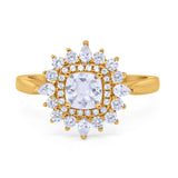 Cushion Cut Halo Engagement Bridal Ring Pear Round Cubic Zirconia 925 Sterling Silver