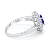 Cushion Cut Halo Engagement Bridal Ring Pear Round Cubic Zirconia 925 Sterling Silver
