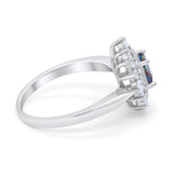 Cushion Cut Halo Engagement Bridal Ring Pear Round Cubic Zirconia 925 Sterling Silver