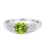 Art Deco Flower Style Wedding Engagement Bridal Ring Round Simulated Cubic Zirconia  925 Sterling Silver