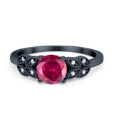 Art Deco Flower Style Wedding Engagement Bridal Ring Round Simulated Cubic Zirconia  925 Sterling Silver