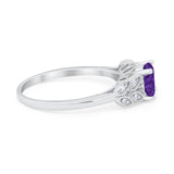 Art Deco Flower Style Wedding Engagement Bridal Ring Round Simulated Cubic Zirconia  925 Sterling Silver