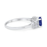 Art Deco Flower Style Wedding Engagement Bridal Ring Round Simulated Cubic Zirconia  925 Sterling Silver
