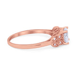 Art Deco Flower Style Wedding Engagement Bridal Ring Round Simulated Cubic Zirconia  925 Sterling Silver