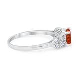 Art Deco Flower Style Wedding Engagement Bridal Ring Round Simulated Cubic Zirconia  925 Sterling Silver