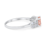 Art Deco Flower Style Wedding Engagement Bridal Ring Round Simulated Cubic Zirconia  925 Sterling Silver