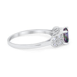 Art Deco Flower Style Wedding Engagement Bridal Ring Round Simulated Cubic Zirconia  925 Sterling Silver