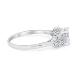 Art Deco Flower Style Wedding Engagement Bridal Ring Round Simulated Cubic Zirconia  925 Sterling Silver