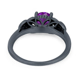 Art Deco Flower Style Wedding Engagement Bridal Ring Round Simulated Cubic Zirconia  925 Sterling Silver