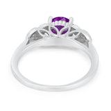 Art Deco Flower Style Wedding Engagement Bridal Ring Round Simulated Cubic Zirconia  925 Sterling Silver