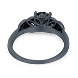 Art Deco Flower Style Wedding Engagement Bridal Ring Round Simulated Cubic Zirconia  925 Sterling Silver