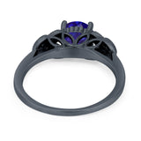 Art Deco Flower Style Wedding Engagement Bridal Ring Round Simulated Cubic Zirconia  925 Sterling Silver