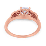 Art Deco Flower Style Wedding Engagement Bridal Ring Round Simulated Cubic Zirconia  925 Sterling Silver