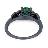 Art Deco Flower Style Wedding Engagement Bridal Ring Round Simulated Cubic Zirconia  925 Sterling Silver