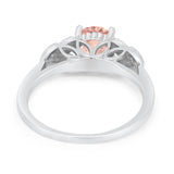 Art Deco Flower Style Wedding Engagement Bridal Ring Round Simulated Cubic Zirconia  925 Sterling Silver