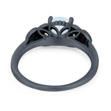 Art Deco Flower Style Wedding Engagement Bridal Ring Round Simulated Cubic Zirconia  925 Sterling Silver