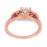 Art Deco Flower Style Wedding Engagement Bridal Ring Round Simulated Cubic Zirconia  925 Sterling Silver