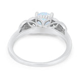 Art Deco Flower Style Wedding Engagement Bridal Ring Round Simulated Cubic Zirconia  925 Sterling Silver
