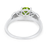 Art Deco Flower Style Wedding Engagement Bridal Ring Round Simulated Cubic Zirconia  925 Sterling Silver