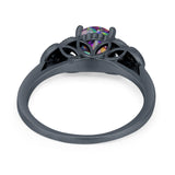Art Deco Flower Style Wedding Engagement Bridal Ring Round Simulated Cubic Zirconia  925 Sterling Silver