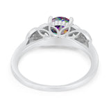 Art Deco Flower Style Wedding Engagement Bridal Ring Round Simulated Cubic Zirconia  925 Sterling Silver