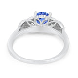 Art Deco Flower Style Wedding Engagement Bridal Ring Round Simulated Cubic Zirconia  925 Sterling Silver
