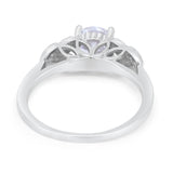 Art Deco Flower Style Wedding Engagement Bridal Ring Round Simulated Cubic Zirconia  925 Sterling Silver