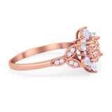 Floral Vintage Style Engagement Cluster Ring Round Cubic Zirconia 925 Sterling Silver