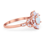 Floral Vintage Style Engagement Cluster Ring Round Cubic Zirconia 925 Sterling Silver
