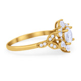 Floral Vintage Style Engagement Cluster Ring Round Cubic Zirconia 925 Sterling Silver
