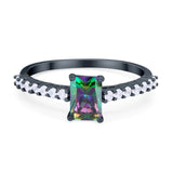 Vintage Style Radiant Cut Wedding Engagement Ring Cubic Zirconia 925 Sterling Silver