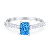 Vintage Style Radiant Cut Wedding Engagement Ring Cubic Zirconia 925 Sterling Silver