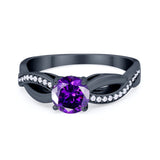 Infinity Shank Wedding Ring Round Simulated Cubic Zirconia 925 Sterling Silver