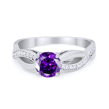 Infinity Shank Wedding Ring Round Simulated Cubic Zirconia 925 Sterling Silver