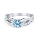 Infinity Shank Wedding Ring Round Simulated Cubic Zirconia 925 Sterling Silver