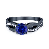 Infinity Shank Wedding Ring Round Simulated Cubic Zirconia 925 Sterling Silver