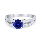 Infinity Shank Wedding Ring Round Simulated Cubic Zirconia 925 Sterling Silver