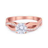 Infinity Shank Wedding Ring Round Simulated Cubic Zirconia 925 Sterling Silver