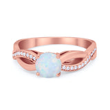 Infinity Shank Wedding Ring Round Simulated Cubic Zirconia 925 Sterling Silver