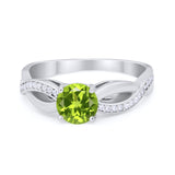 Infinity Shank Wedding Ring Round Simulated Cubic Zirconia 925 Sterling Silver