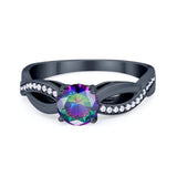 Infinity Shank Wedding Ring Round Simulated Cubic Zirconia 925 Sterling Silver