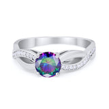 Infinity Shank Wedding Ring Round Simulated Cubic Zirconia 925 Sterling Silver