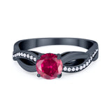 Infinity Shank Wedding Ring Round Simulated Cubic Zirconia 925 Sterling Silver