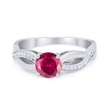 Infinity Shank Wedding Ring Round Simulated Cubic Zirconia 925 Sterling Silver