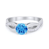 Infinity Shank Wedding Ring Round Simulated Cubic Zirconia 925 Sterling Silver