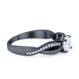 Infinity Shank Wedding Ring Round Simulated Cubic Zirconia 925 Sterling Silver