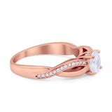 Infinity Shank Wedding Ring Round Simulated Cubic Zirconia 925 Sterling Silver