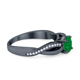 Infinity Shank Wedding Ring Round Simulated Cubic Zirconia 925 Sterling Silver