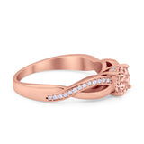 Infinity Shank Wedding Ring Round Simulated Cubic Zirconia 925 Sterling Silver